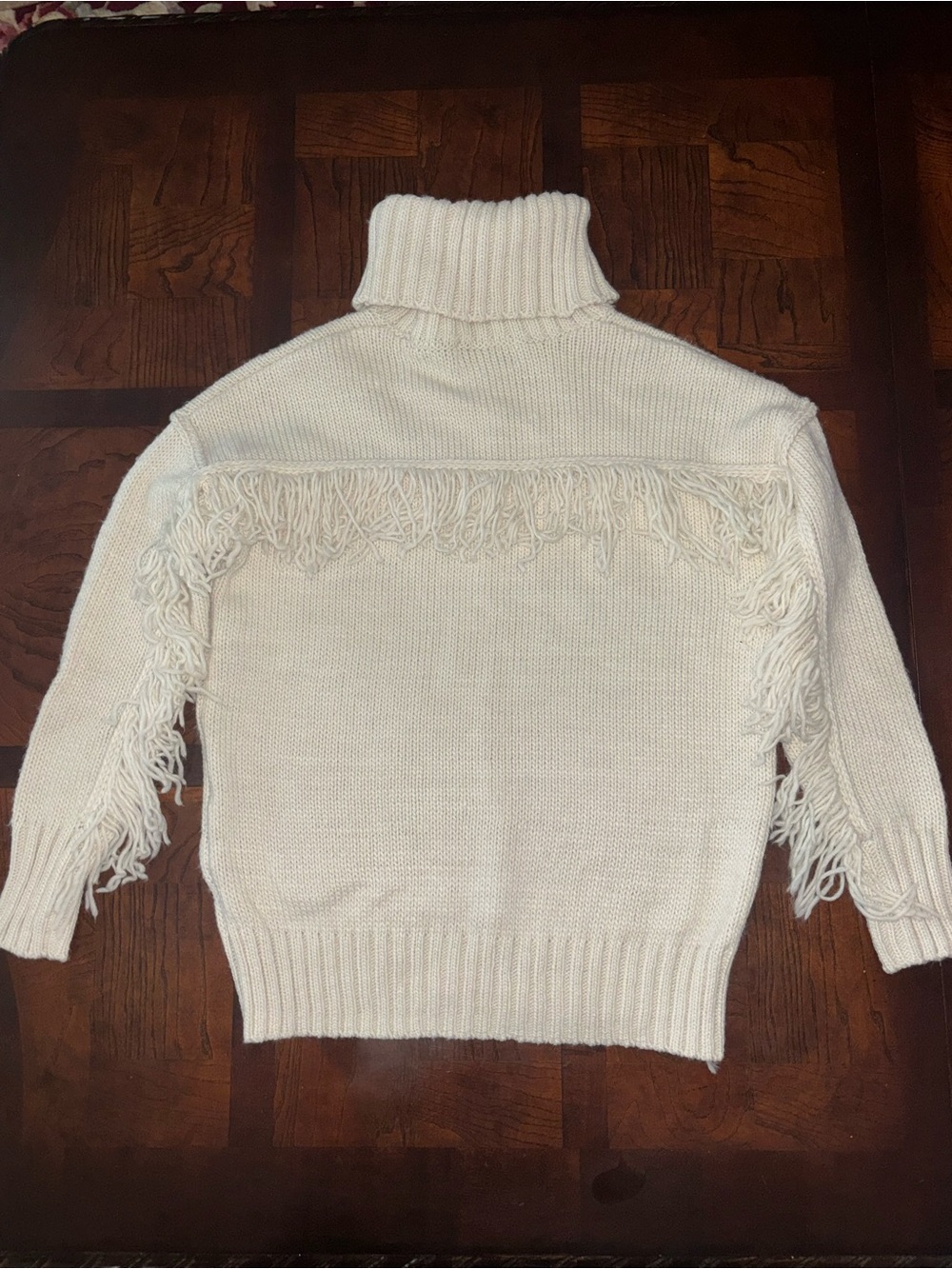 Willow Cream Turtleneck Fringe Sweater